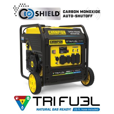 Champion Power Equipment 9000-Watt Tri-Fuel Open Frame Inverter Generator with CO Shield No more storing gas cans or propane as long as your business has a gas outlet, and mine does for the heat