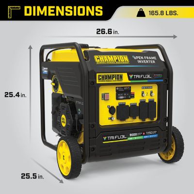 Image showing 6 th Champion Power Equipment 9,000/7,250-Watt Tri-Fuel Open Frame Inverter Generator, CO Shield