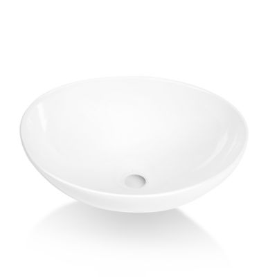 Sinber Matte Composite 16 in. Oval Ceramic Countertop Bathroom Vanity Vessel Sink Scratch Resistant in White, BVS1613A-OLR