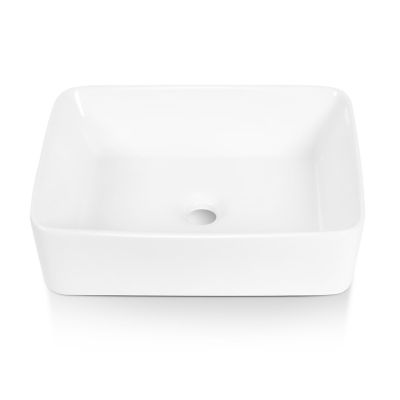 Sinber Matte Stone Composite 19 in. Rectangular Ceramic Bathroom Vanity Vessel Sink Scratch Resistant in White, BVS1915A-OLR