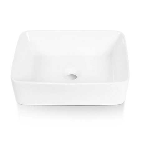 Sinber Matte Stone Composite 19 in. Rectangular Ceramic Bathroom Vanity Vessel Sink Scratch Resistant in White, BVS1915A-OLR