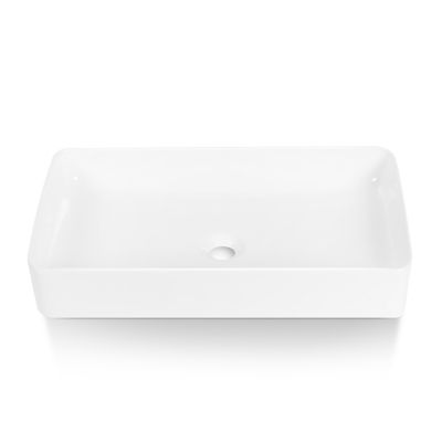 Sinber Matte Stone Composite 24 in.Rectangular Ceramic Bathroom Vanity Vessel Sink Scratch Resistant in White, BVS2414A-OLR