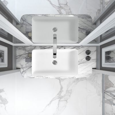 Image showing  Matte Stone Composite 24 in.Rectangular Ceramic Bathroom Vanity Vessel Sink Scratch Resistant in White, BVS2414A-OLR