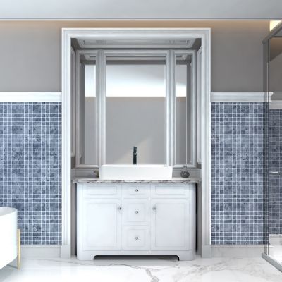 Image showing  Matte Stone Composite 24 in.Rectangular Ceramic Bathroom Vanity Vessel Sink Scratch Resistant in White, BVS2414A-OLR