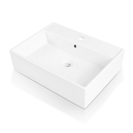 Sinber Matte Stone Composite 23 in. Rectangular Ceramic Bathroom Vanity Vessel Sink Scratch Resistant in White, BVS2417A-OLR