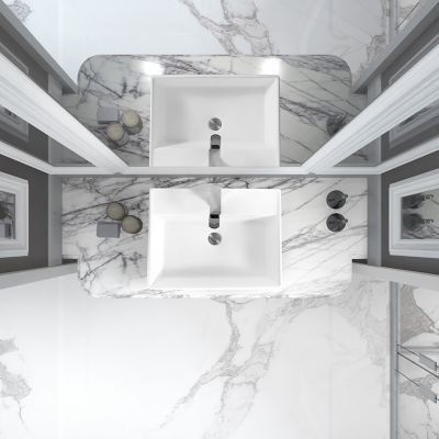 Image showing  Matte Stone Composite 23 in. Rectangular Ceramic Bathroom Vanity Vessel Sink, Scratch Resistant, White