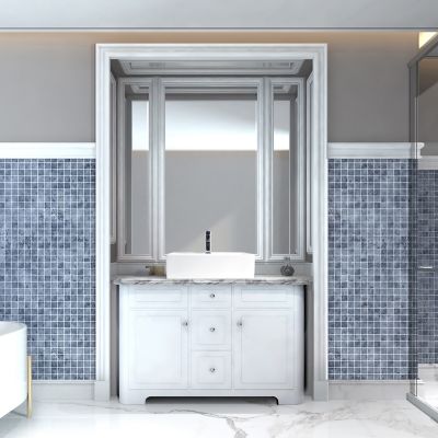 Image showing  Matte Stone Composite 23 in. Rectangular Ceramic Bathroom Vanity Vessel Sink, Scratch Resistant, White