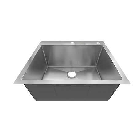 Sinber 25 in. Drop-In Single Bowl 9 in. Deep 18-Gauge 304 Stainless Steel Kitchen Sink, HT2522S-S-9R