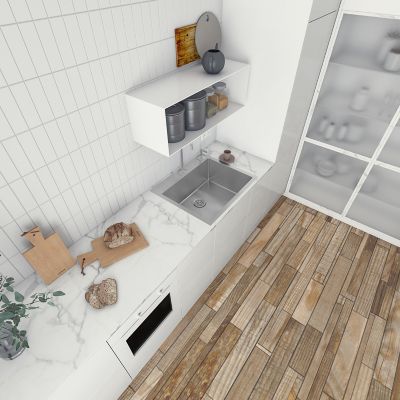 Image showing 5 th Sinber 25 in. Drop-In Single Bowl 9 in. Deep 18-Gauge 304 Stainless Steel Kitchen Sink, HT2522S-S-9R