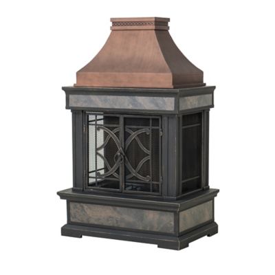 Sunjoy Heirloom Slate Wood-Burning Fireplace, Copper