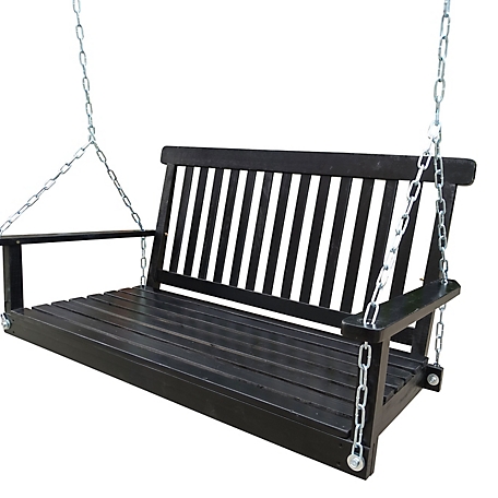 Upland Wood Porch Swing with Armrests and Hanging Chains