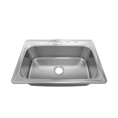 Sinber 33 in. Drop-In Single Bowl 9 in. Deep 18-Gauge 304 Stainless Steel Kitchen Sink, MT3322CR