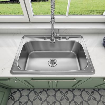 Image showing  33 in. Drop-In Single Bowl 9 in. Deep 18-Gauge 304 Stainless Steel Kitchen Sink, MT3322CR