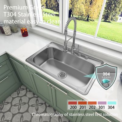 Image showing  33 in. Drop-In Single Bowl 9 in. Deep 18-Gauge 304 Stainless Steel Kitchen Sink, MT3322CR