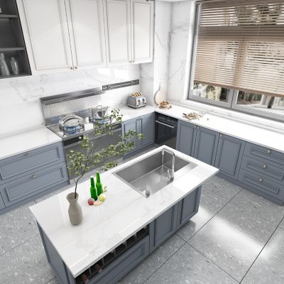 Image showing  33 in. Drop-In Single Bowl 9 in. Deep 18-Gauge 304 Stainless Steel Kitchen Sink, HT3322S-S-9R