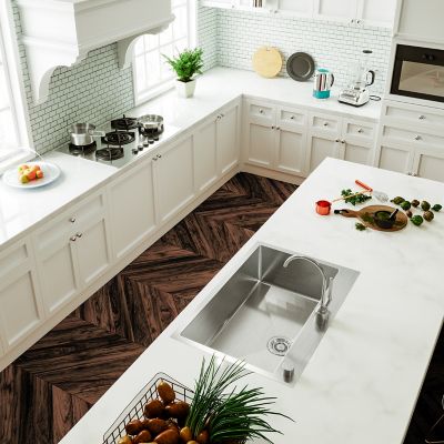 Image showing 5 th Sinber 33 in. Drop-In Single Bowl 9 in. Deep 18-Gauge 304 Stainless Steel Kitchen Sink, HT3322S-S-9R