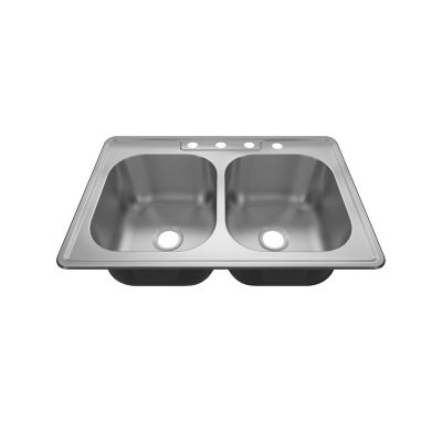 Sinber 33 in. Drop-In Double Bowl 9 in. Deep 304 Stainless Steel 18 Gauge Kitchen Sink, MT3322DR