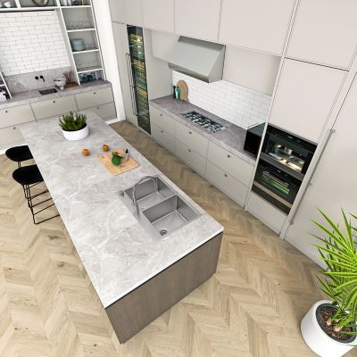 Image showing 6 th Sinber 33 in. Drop-In 2-Hole Double Bowl 9 in. Deep 18-Gauge 304 Stainless Steel Kitchen Sink