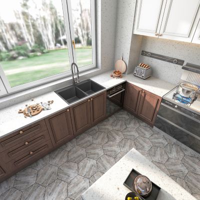 Image showing  33 in. Drop-In 2-Hole Double Bowl 9 in. Deep 18-Gauge Black 304 Stainless Steel Kitchen Sink