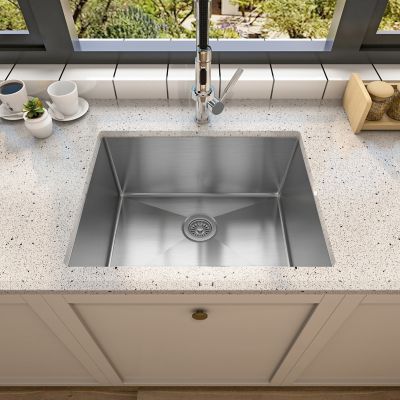 Image showing  23 in. Undermount Single Bowl 18 Gauge 304 Stainless Steel Kitchen Sink, HU2318S-S-9R