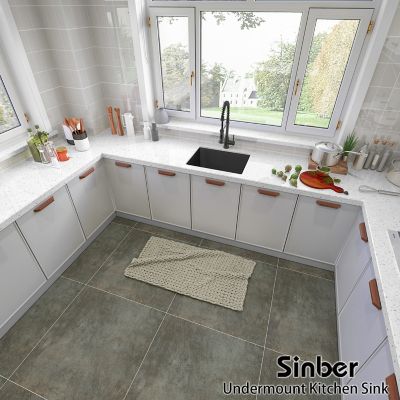 Image showing  23 in. Undermount Single Bowl 18 Gauge Black 304 Stainless Steel Kitchen Sink, HU2318S-9-BR