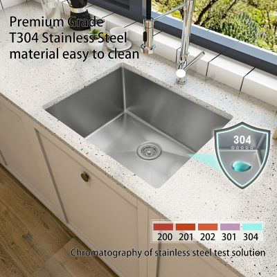 Image showing  23 in. Undermount 12 in. Deep Single Bowl 18 Gauge 304 Stainless Steel Kitchen Sink, HU2318S-S-12R