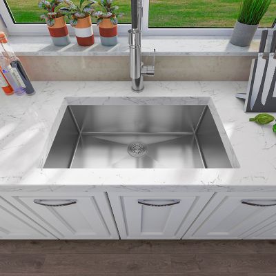Image showing  30 in. Undermount Single Bowl 18 Gauge 304 Stainless Steel Kitchen Sink, HU3018S-SR