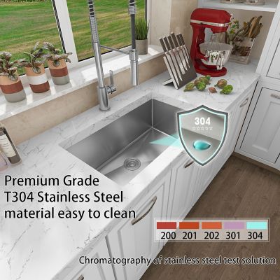 Image showing  30 in. Undermount Single Bowl 18 Gauge 304 Stainless Steel Kitchen Sink, HU3018S-SR