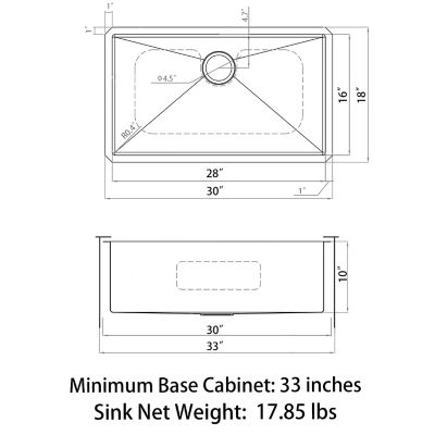 Image showing 7 th Sinber 30 in. Undermount Single Bowl 18 Gauge 304 Stainless Steel Kitchen Sink, HU3018S-SR