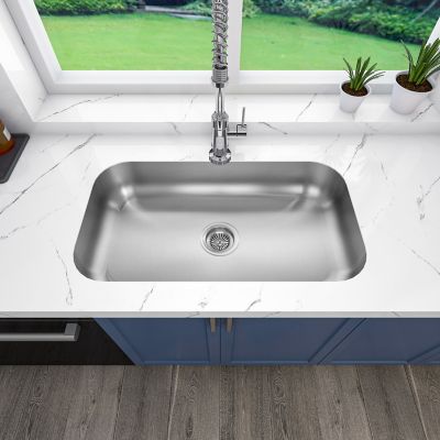 Image showing  Ada 30 in. Undermount Single Bowl 18 Gauge 304 Stainless Steel Kitchen Sink, MU3018S-ADAR