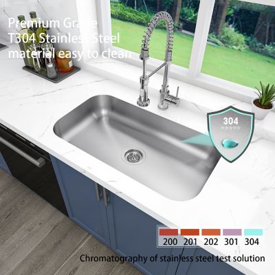 Image showing  Ada 30 in. Undermount Single Bowl 18 Gauge 304 Stainless Steel Kitchen Sink, MU3018S-ADAR