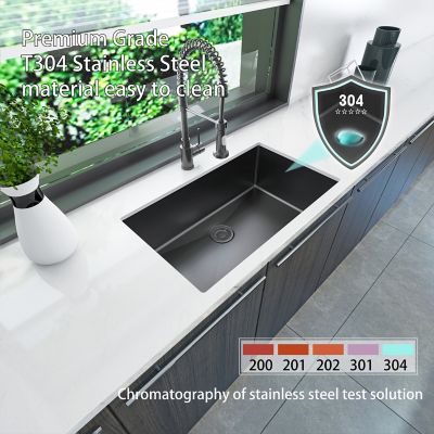 Image showing  32 in. Undermount Single Bowl 18-Gauge 304 Black Stainless Steel Kitchen Sink