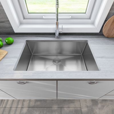 Image showing  32 in. Undermount Single Bowl 16 Gauge 304 Stainless Steel Kitchen Sink, HU3219S-S-16R