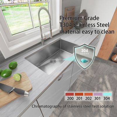 Image showing  32 in. Undermount Single Bowl 16 Gauge 304 Stainless Steel Kitchen Sink, HU3219S-S-16R