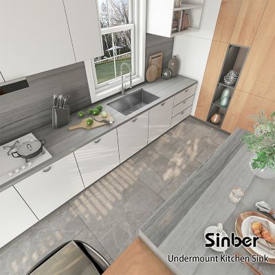 Image showing  32 in. Undermount Single Bowl 16 Gauge 304 Stainless Steel Kitchen Sink, HU3219S-S-16R