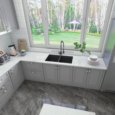 Image showing  32 in. Undermount Double Bowl 18-Gauge Black 304 Stainless Steel Kitchen Sink