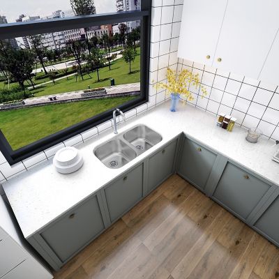 Image showing  32 in. Undermount Double Bowl 18 Gauge 304 Stainless Steel Kitchen Sink, MU3218DR