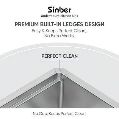 Image showing 7 th Sinber 33 in. Undermount Double Bowl 16 Gauge 304 Stainless Steel Workstation Kitchen Sink with Accessories, KSS0003D-OLR