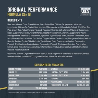 Image showing 7 th Black Gold Explorer Adult Original Performance 26/18 Beef Recipe Dry Dog Food