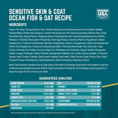 Image showing 7 th Black Gold Explorer Sensitive Skin & Coat Ocean Fish Meal & Oat Recipe Dry Dog Food, 40 lb. Bag