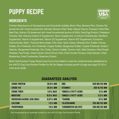 Image showing 8 th Black Gold Explorer Puppy 30/20 Chicken and Brown Rice Recipe Dry Dog Food
