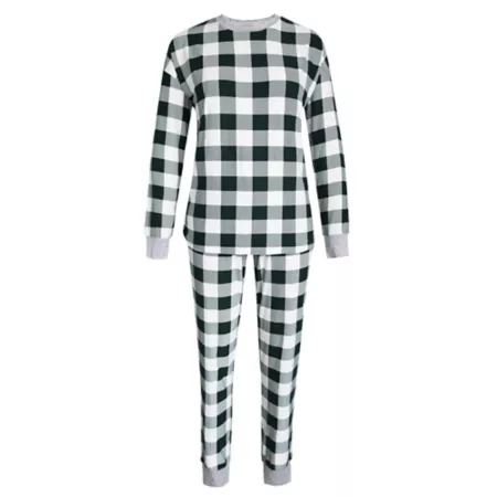 Holiday Famjams Women's 2 Piece Green Checked Sleepwear Set Women's Pajamas