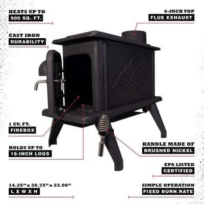Image showing  900 sq. ft. Erie H090 Single Burn Rate Wood Stove, H090