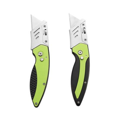 JobSmart Folding Utility Knives, Green/Black, 2-Pack, JLD-21F015