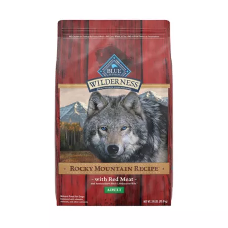 Blue Buffalo Wilderness Rocky Mountain Adult High Protein Red Meat with Healthy Grain Recipes Dry Dog Food 24 lb Bag Dry Dog Food