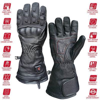 Image showing 2 th Gerbing Unisex Adult Leather 7V Battery Heated Hard Knuckle Winter Gloves, 1-Pair