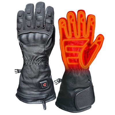 Image showing  Unisex Adult Leather 7V Battery Heated Hard Knuckle Winter Gloves, 1-Pair