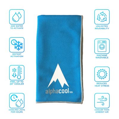 Image showing 1 th AlphaCool Mesh Instant Cooling Towels, 13 in. x 32 in., 2-Pack, Blue