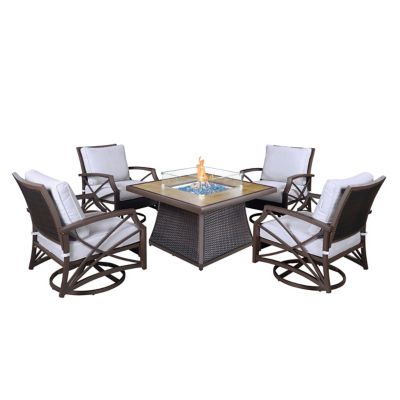 Kinger Home Elio 5 pc. Outdoor Fire Pit Table Set for Patio, Grey