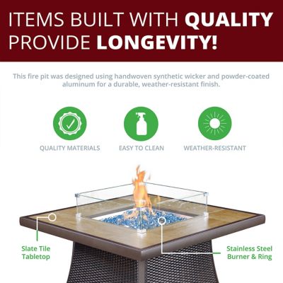 Image showing  Elio 5 pc.s Outdoor Fire Pit Table Set for Patio, Red